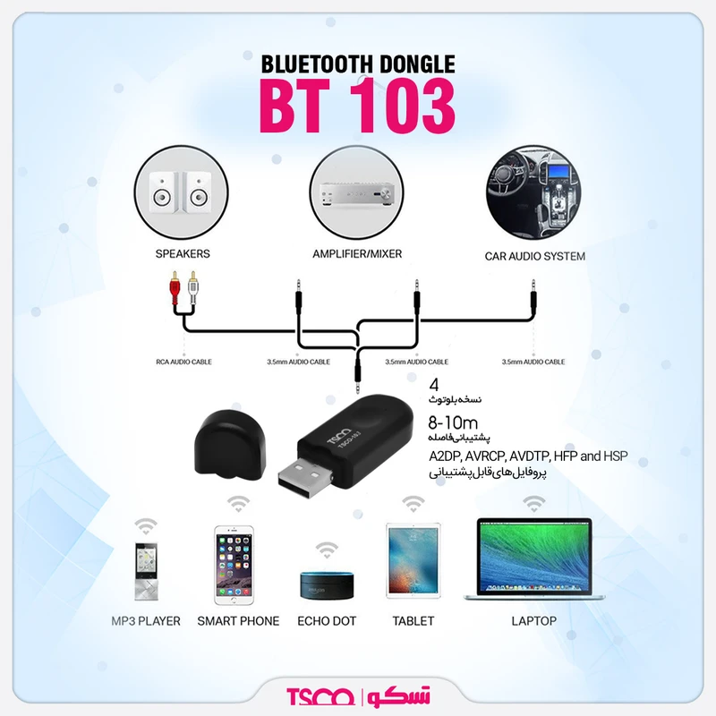 دانگل بلوتوث تسکو مدل BT103 - Image 3